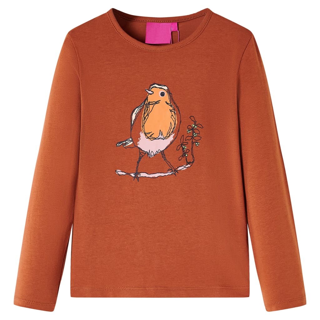 Camicia per bambini Vidaxl con maniche lunghe 92 Cognac Colorata