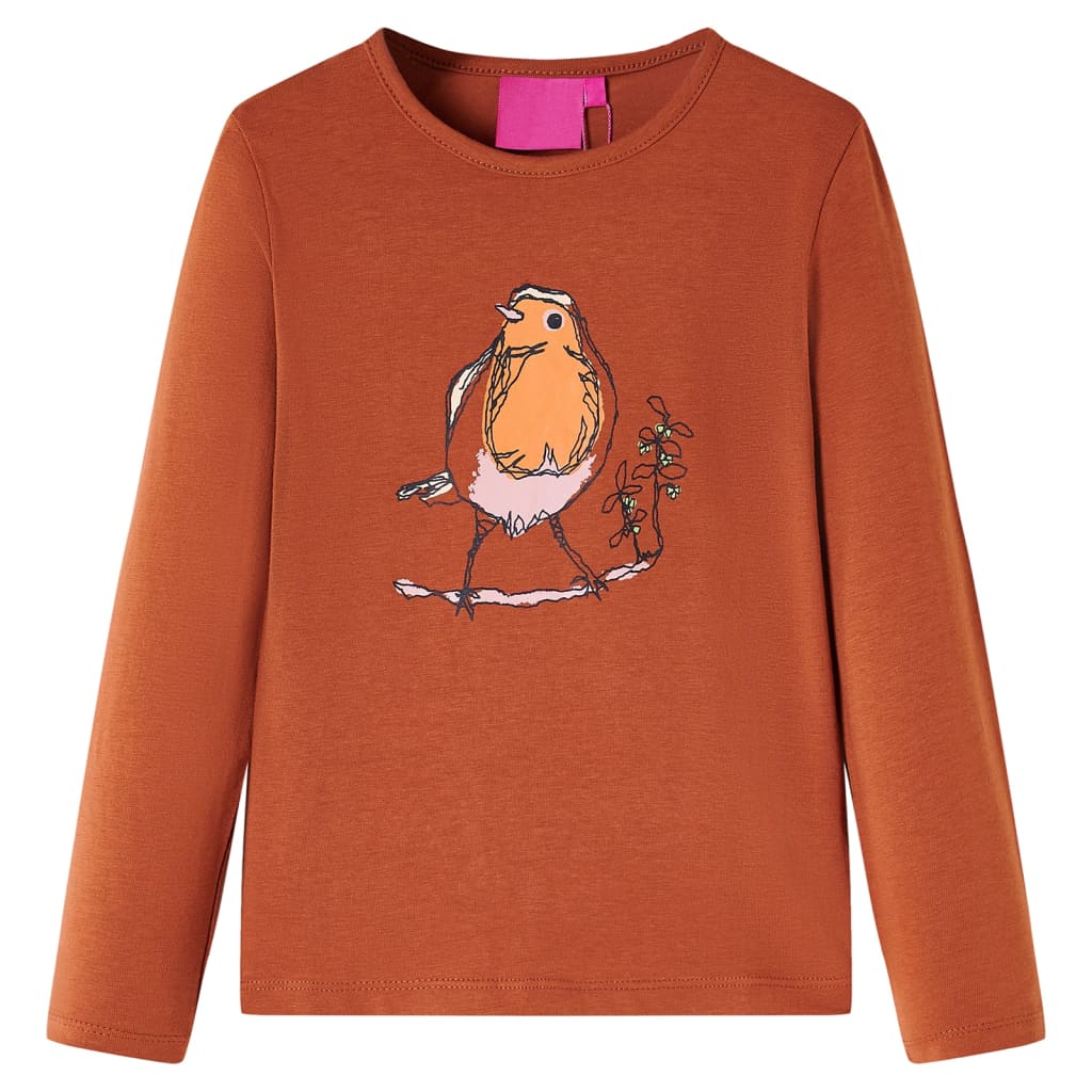 Camicia per bambini Vidaxl con maniche lunghe 116 Cognac Colorato