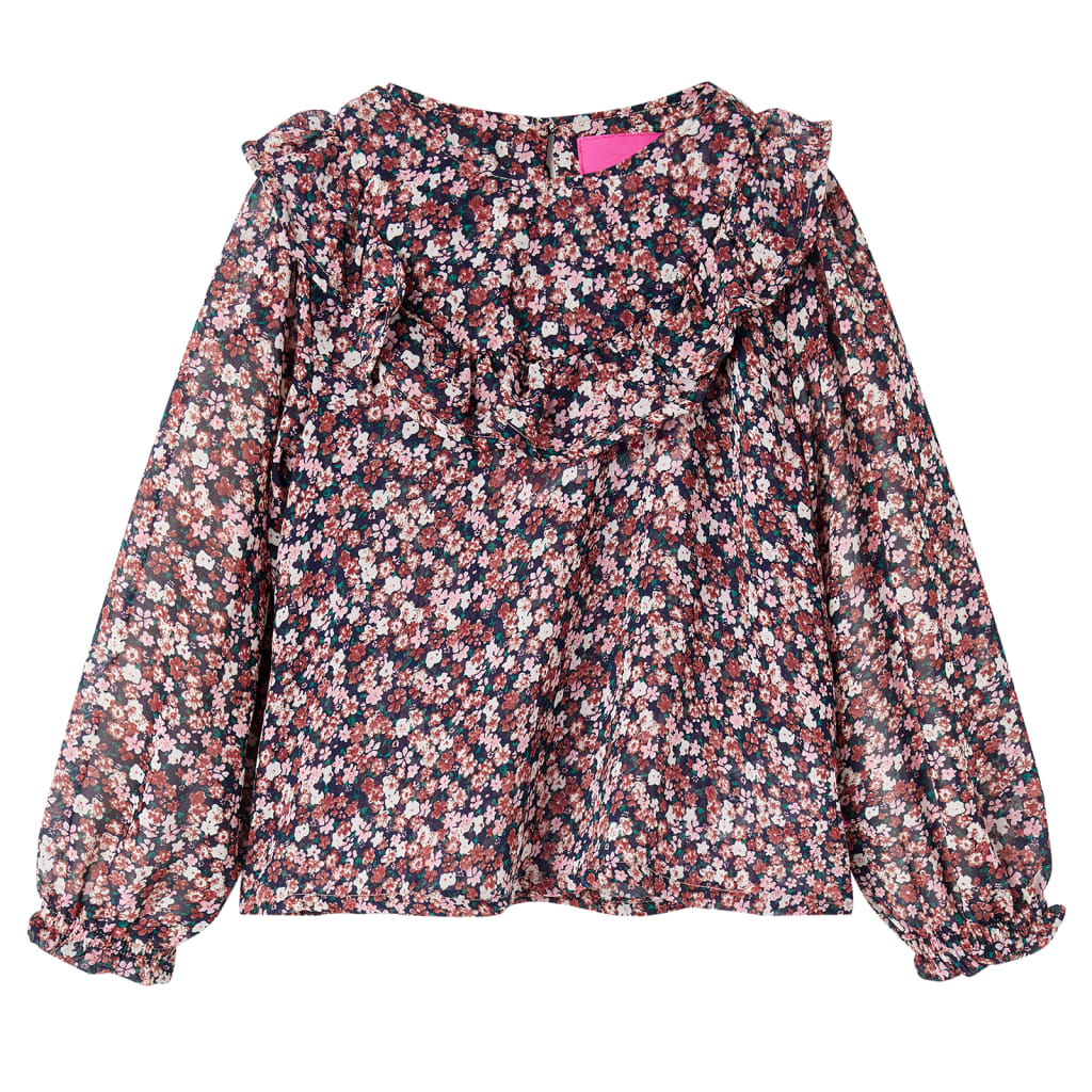 Camicia per bambini Vidaxl con maniche lunghe 128 rosa scuro