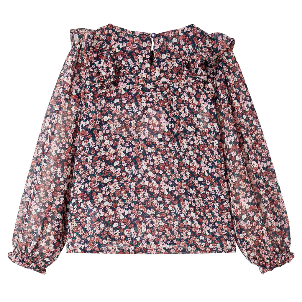Camicia per bambini Vidaxl con maniche lunghe 128 rosa scuro