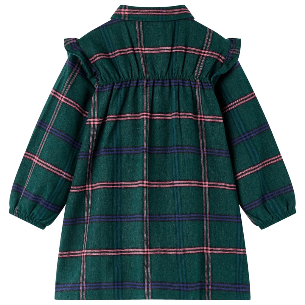 Abito per bambini Vidaxl con maniche lunghe e volant 116 Verde scuro