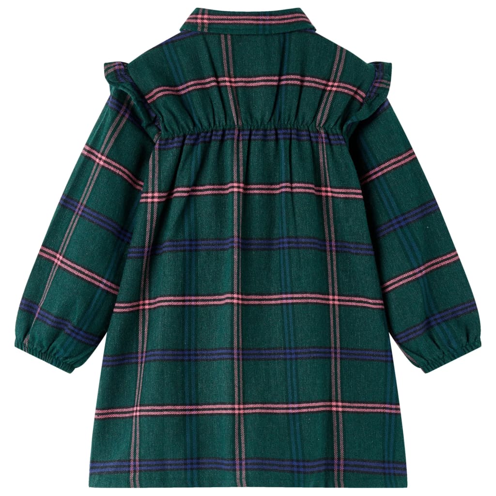 Abito per bambini Vidaxl con maniche lunghe e volant 140 Verde scuro