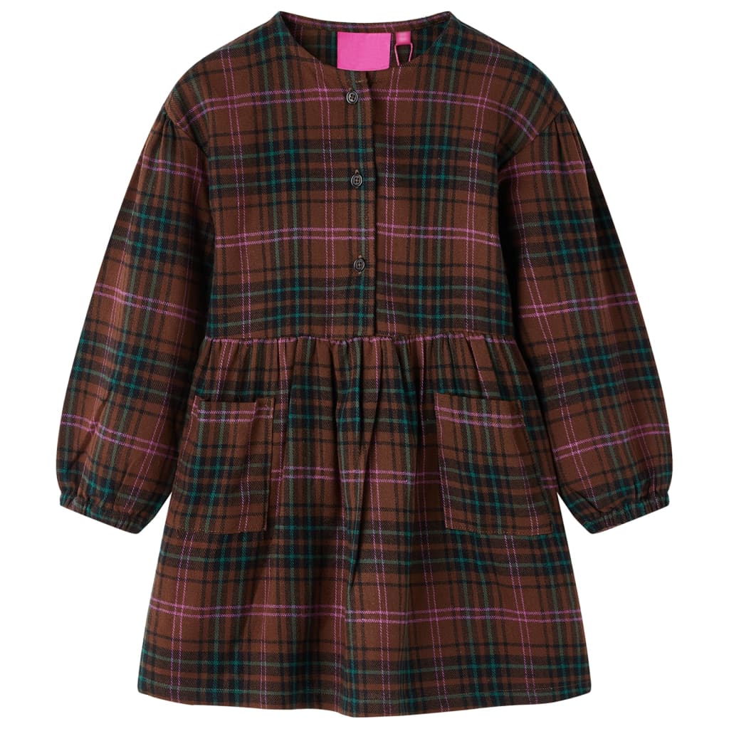 Abito per bambini Vidaxl con maniche lunghe 104 cognac color