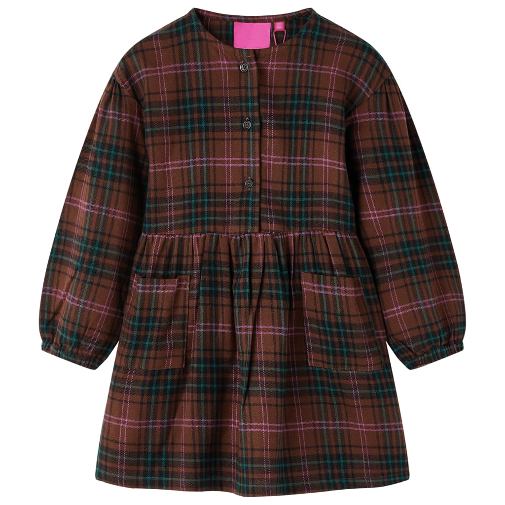 Abito per bambini Vidaxl con maniche lunghe 116 Cognac Colorato