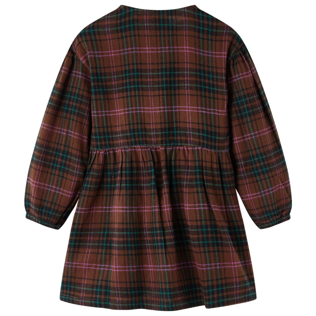 Vida Vidaxl Vestido para niños con mangas largas 140 Cognac