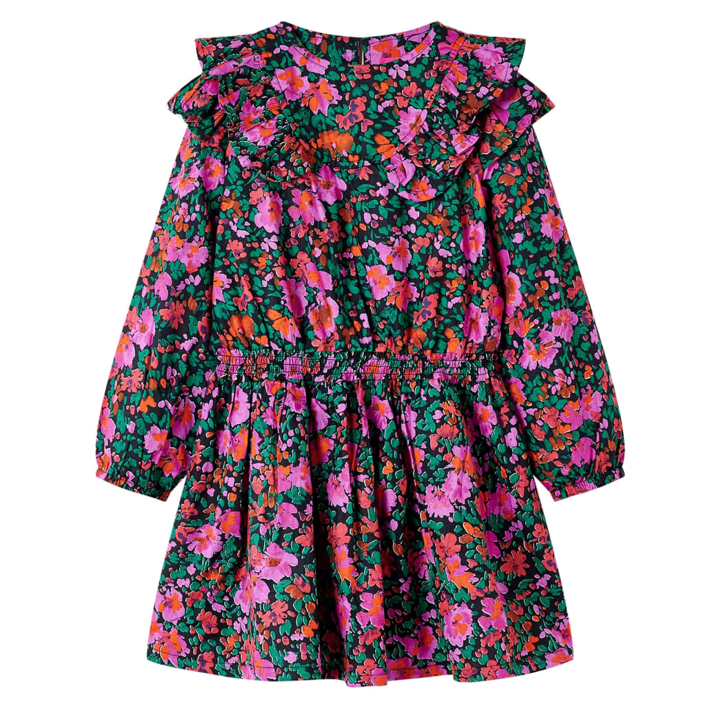 Abito per bambini Vidaxl con maniche lunghe 116 rosa brillante