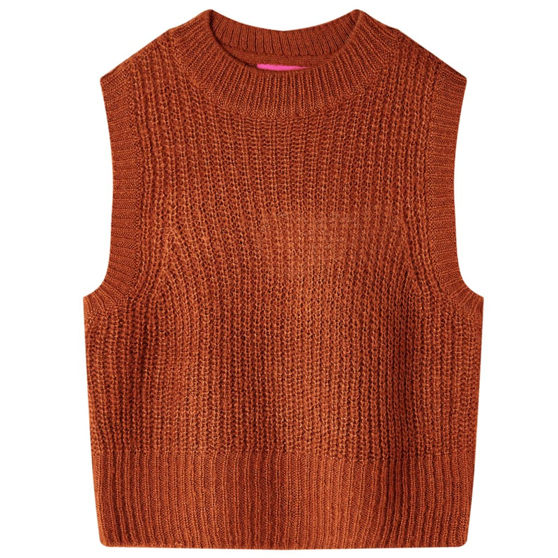 Vidaxl kinderspencer gebreid 92 cognackleurig