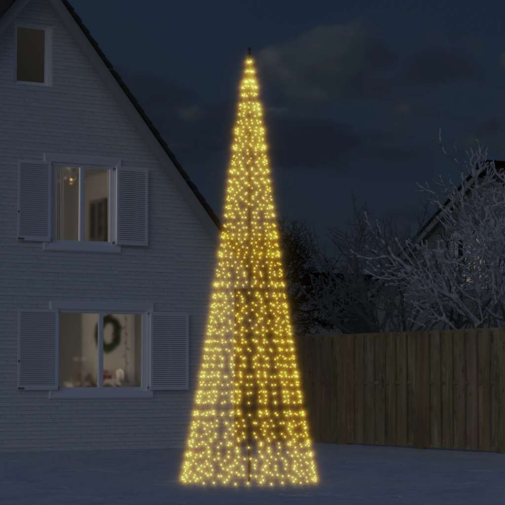 Vidaxl LED Tree di Natale a Vlaggenmast 1534 LED White White 500 cm
