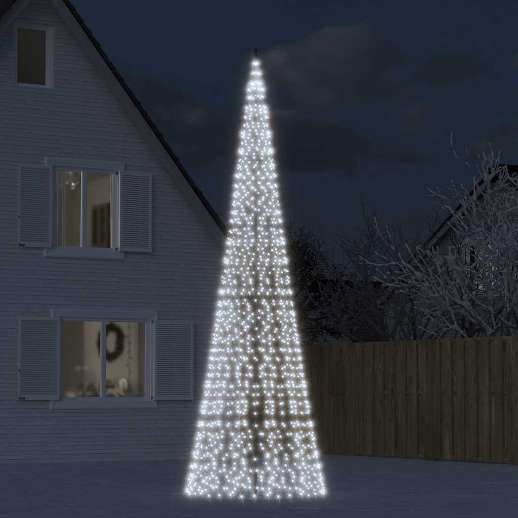 Árbol de Navidad LED Vidaxl en la bandera 1534 LED White Cold White 500 cm