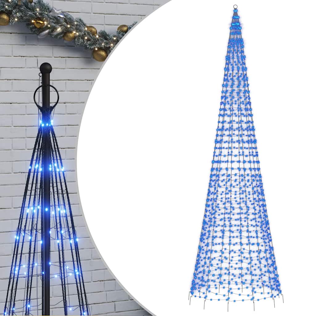 Albero di Natale a LED Vidaxl a Vlaggenmast 1534 LED 500 cm blu