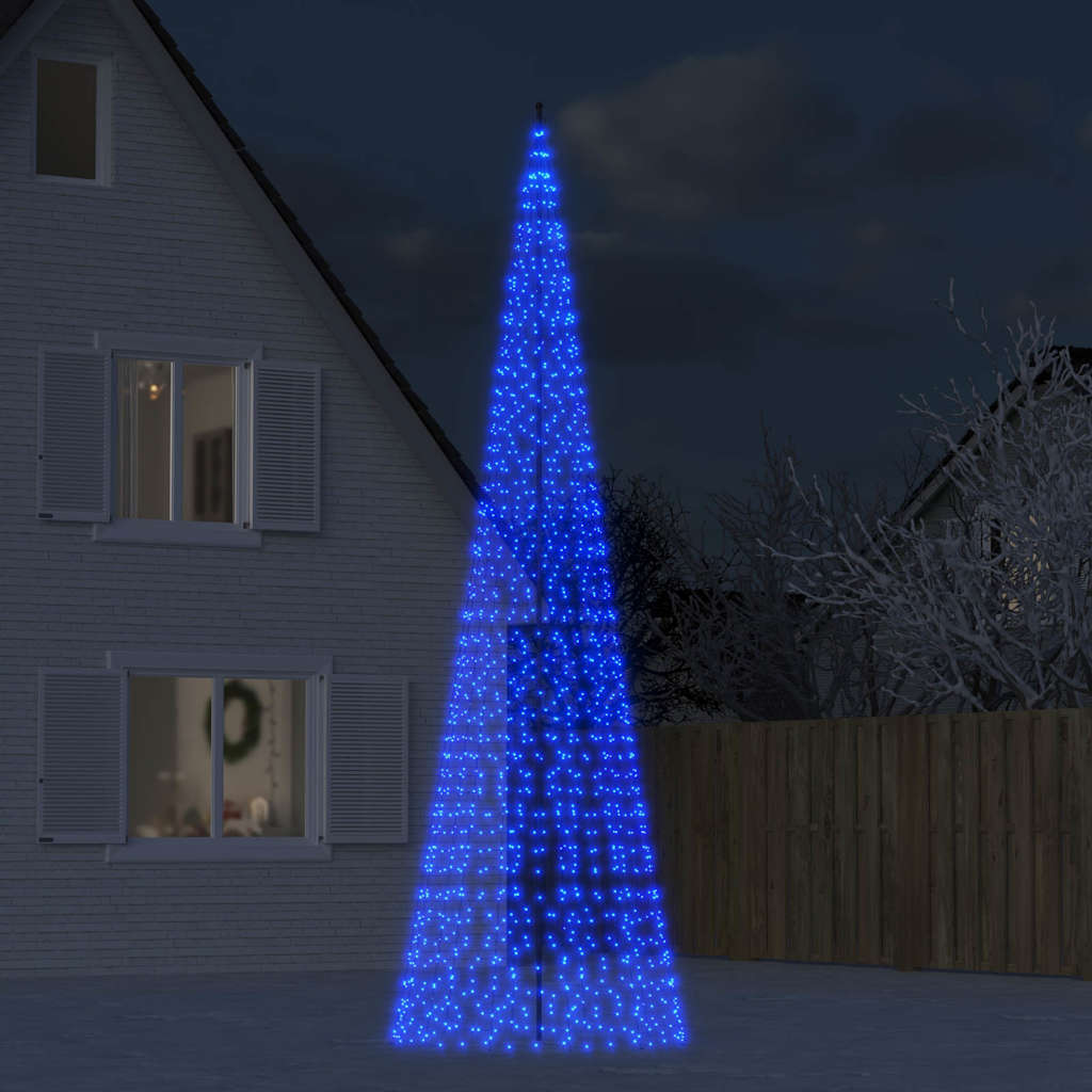 Albero di Natale a LED Vidaxl a Vlaggenmast 1534 LED 500 cm blu