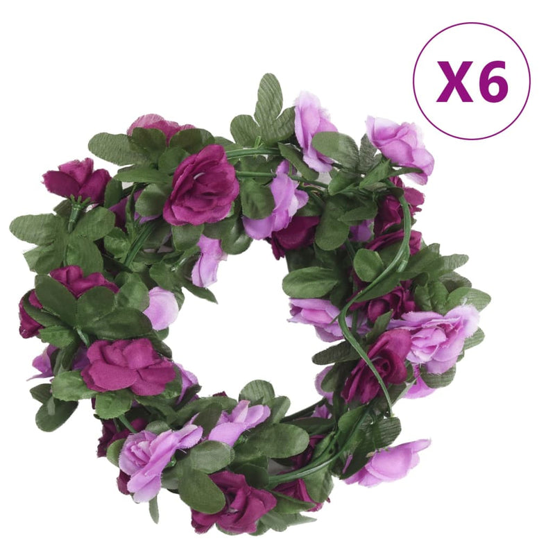Vidaxl Garlands natalizie con fiori 6 St 250 cm Purple