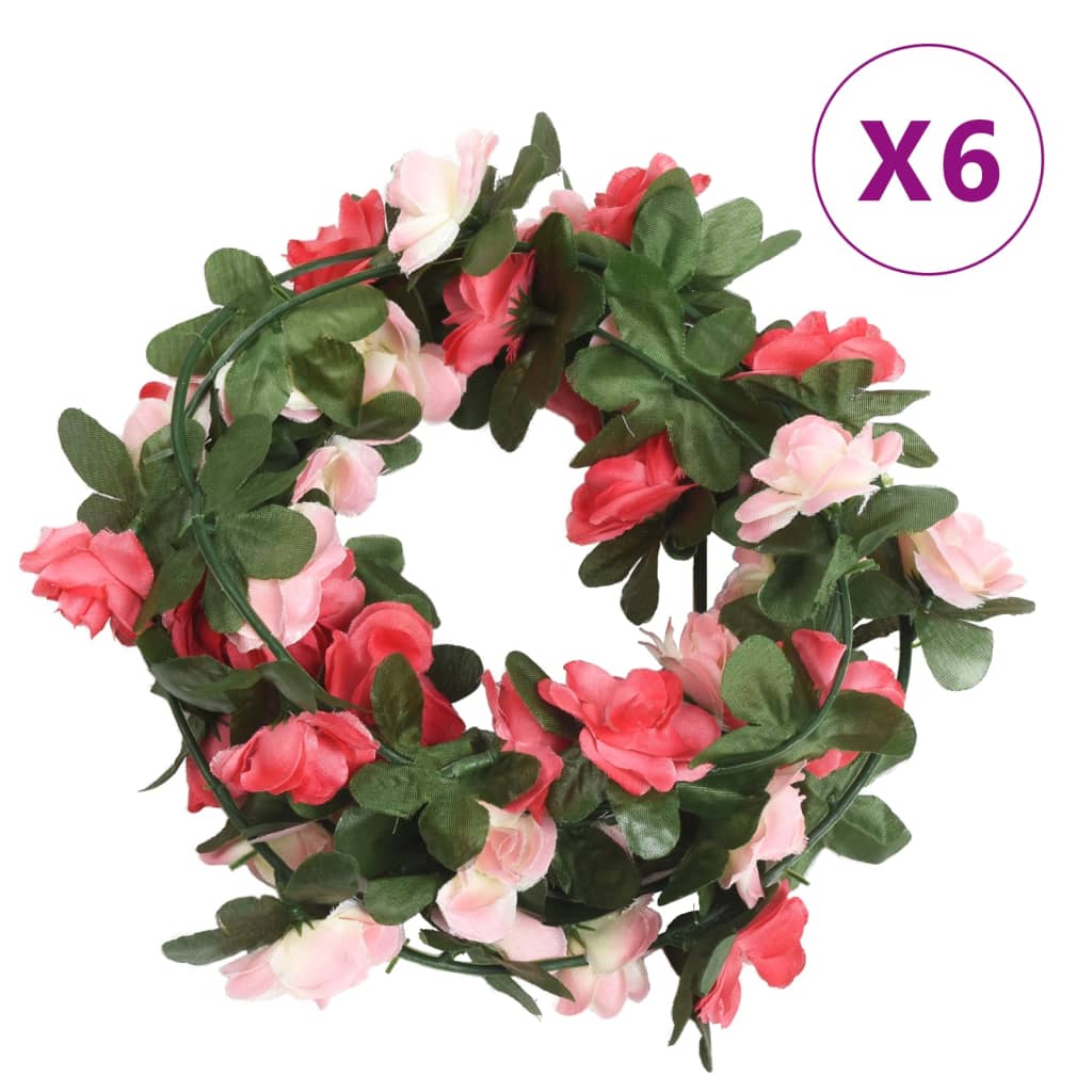 Vidaxl Garlands natalizie con fiori 6 St 250 cm Spring Rosé