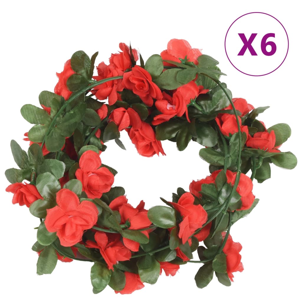 Vidaxl Guierras navideñas con flores 6 st 250 cm de primavera rojo