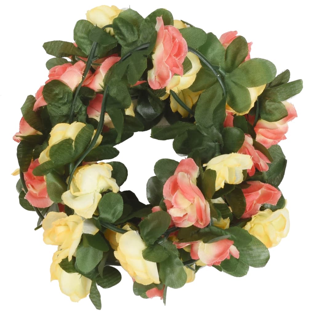 VidaXL Kerstslingers met bloemen 6 st 250 cm lente zonsondergang rood