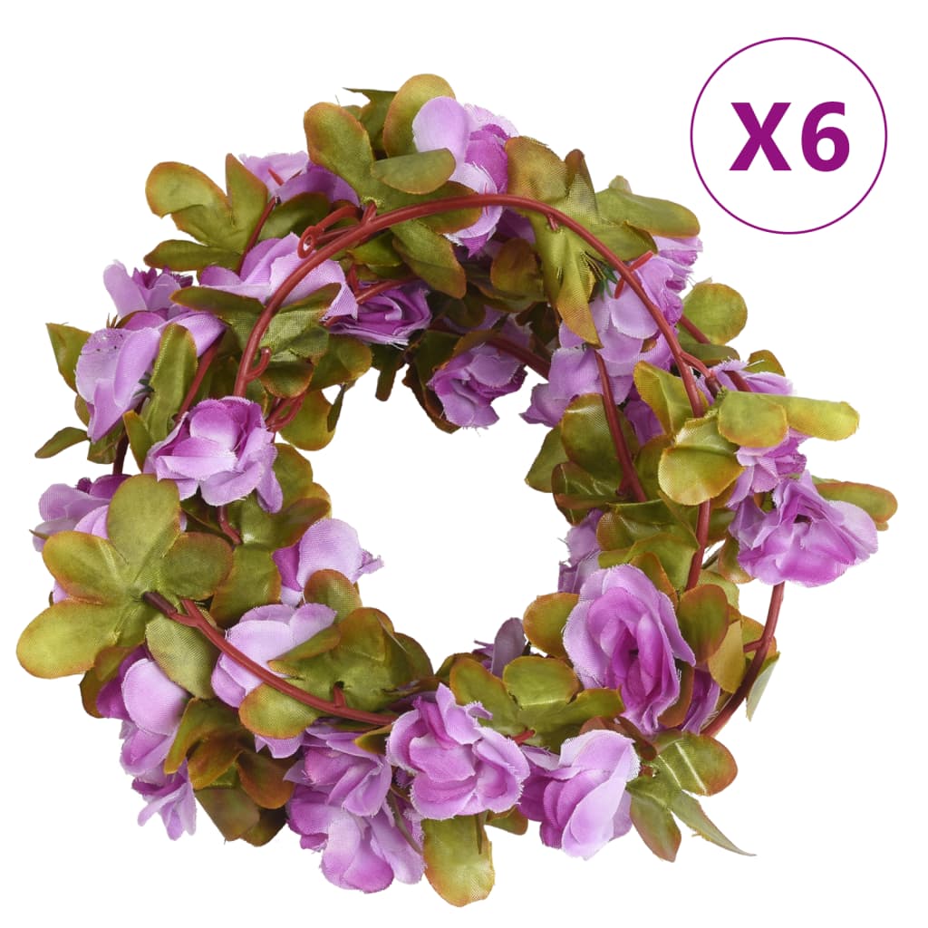 Vidaxl Garlands natalizie con fiori 6 St 250 cm Purple