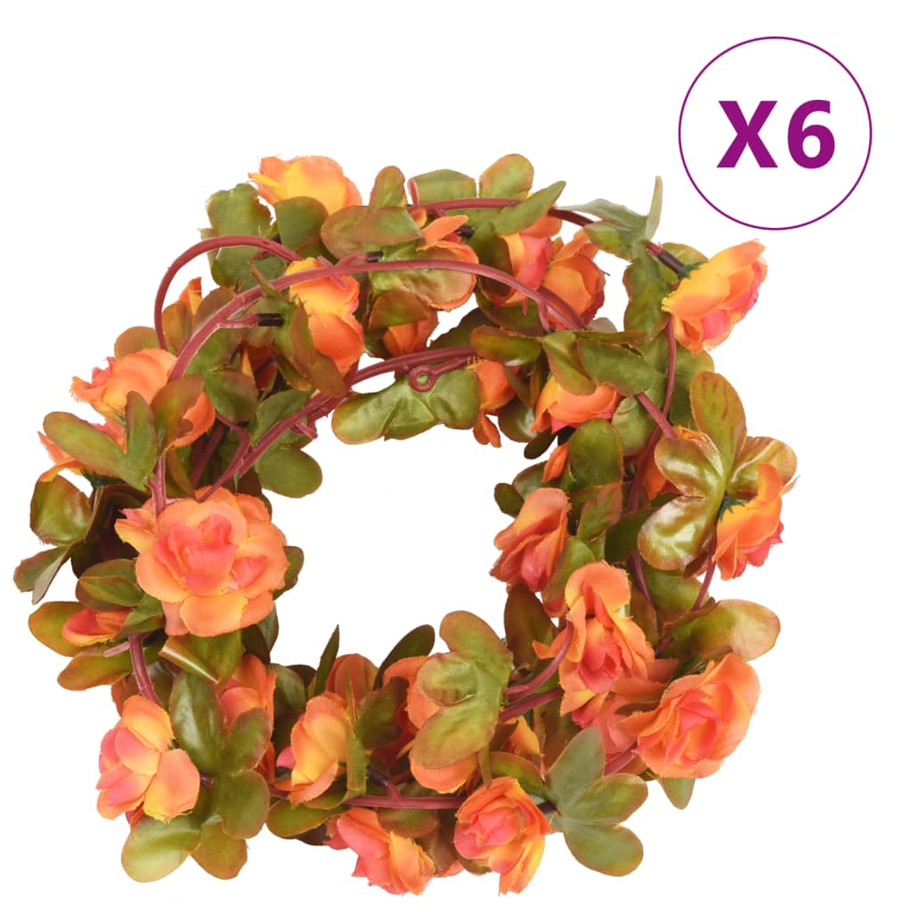 Vidaxl Garlands natalizie con fiori 6 St 250 cm Arancia