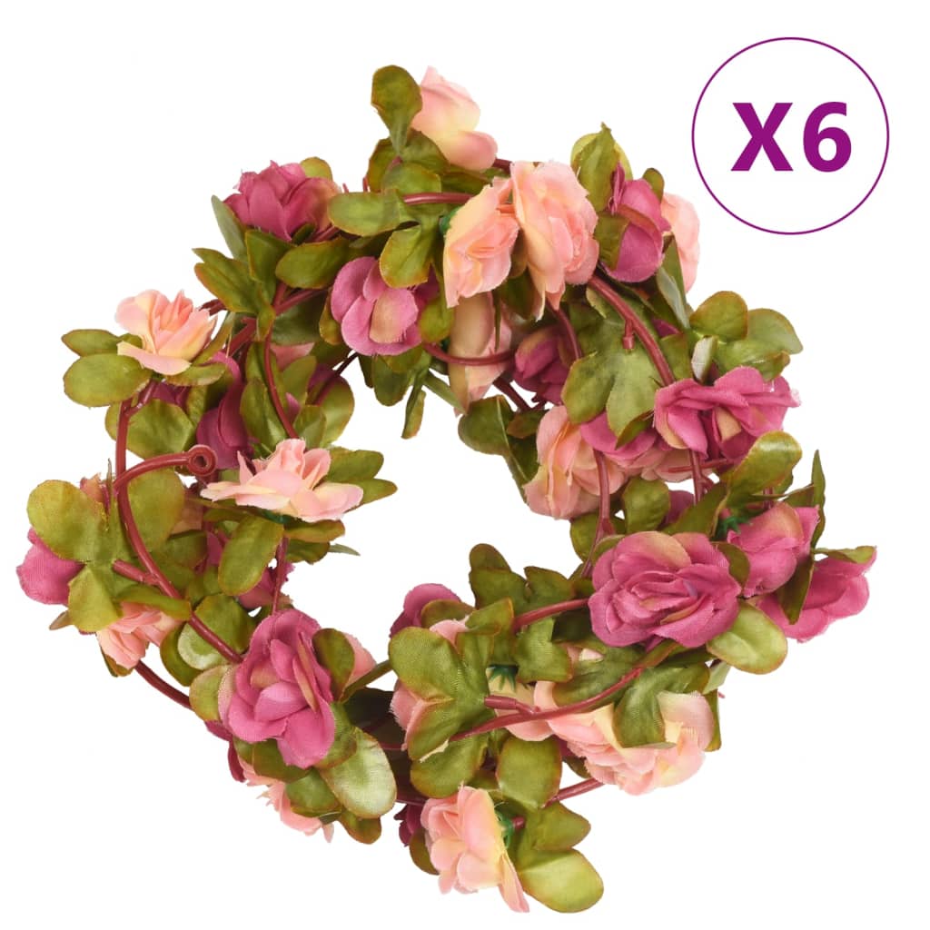 Vidaxl Guierras navideñas con flores 6 st 250 cm rosa -rod