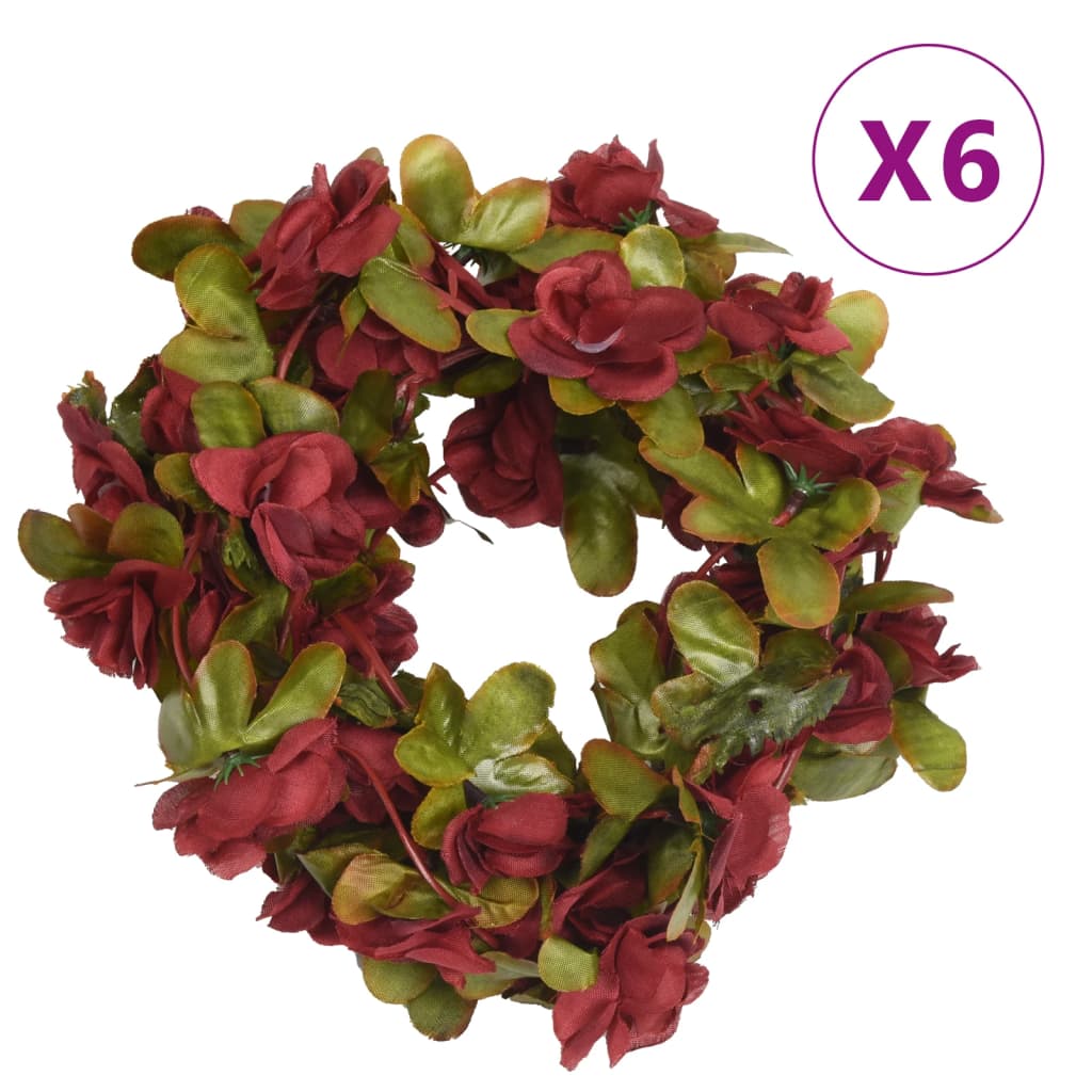 Vidaxl Garlands natalizie con fiori 6 St 250 cm Vino rosso