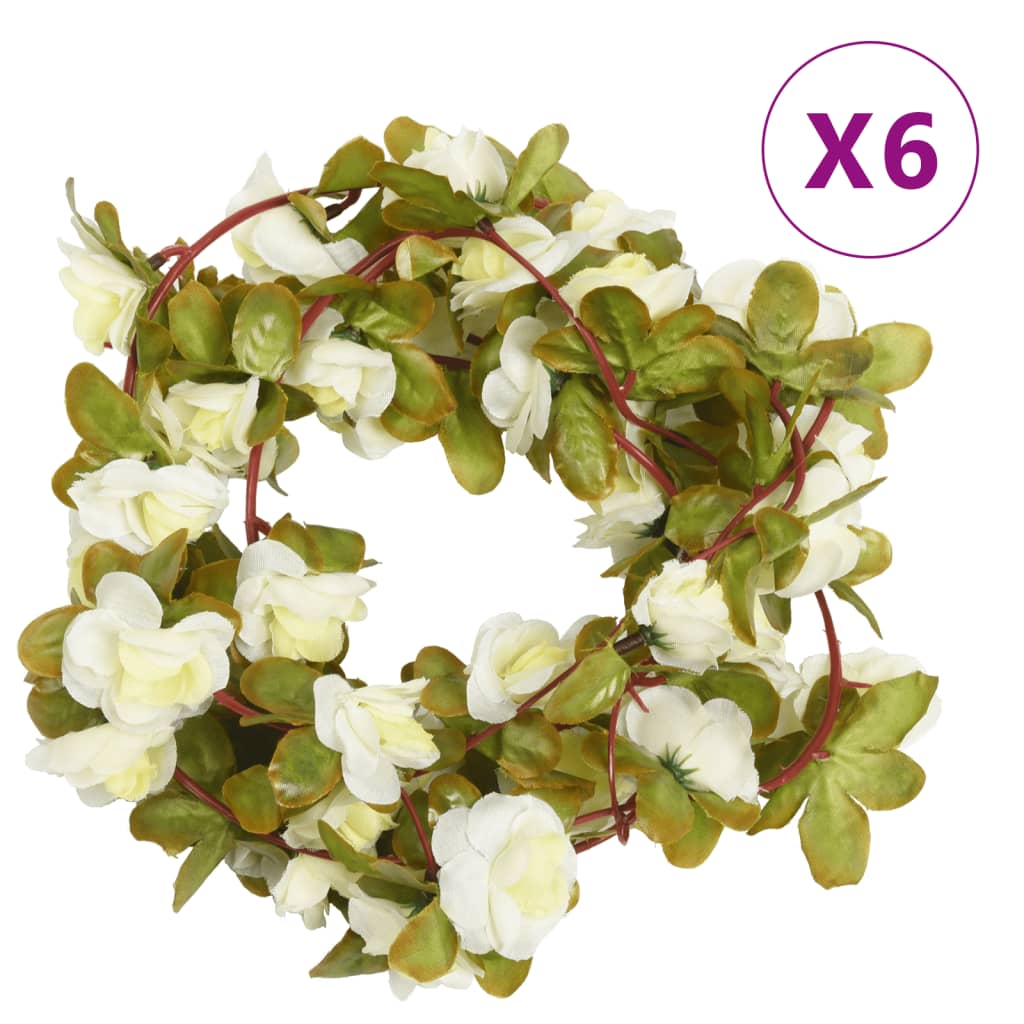 Vidaxl Guierras navideñas con flores de 6 st 250 cm blanco