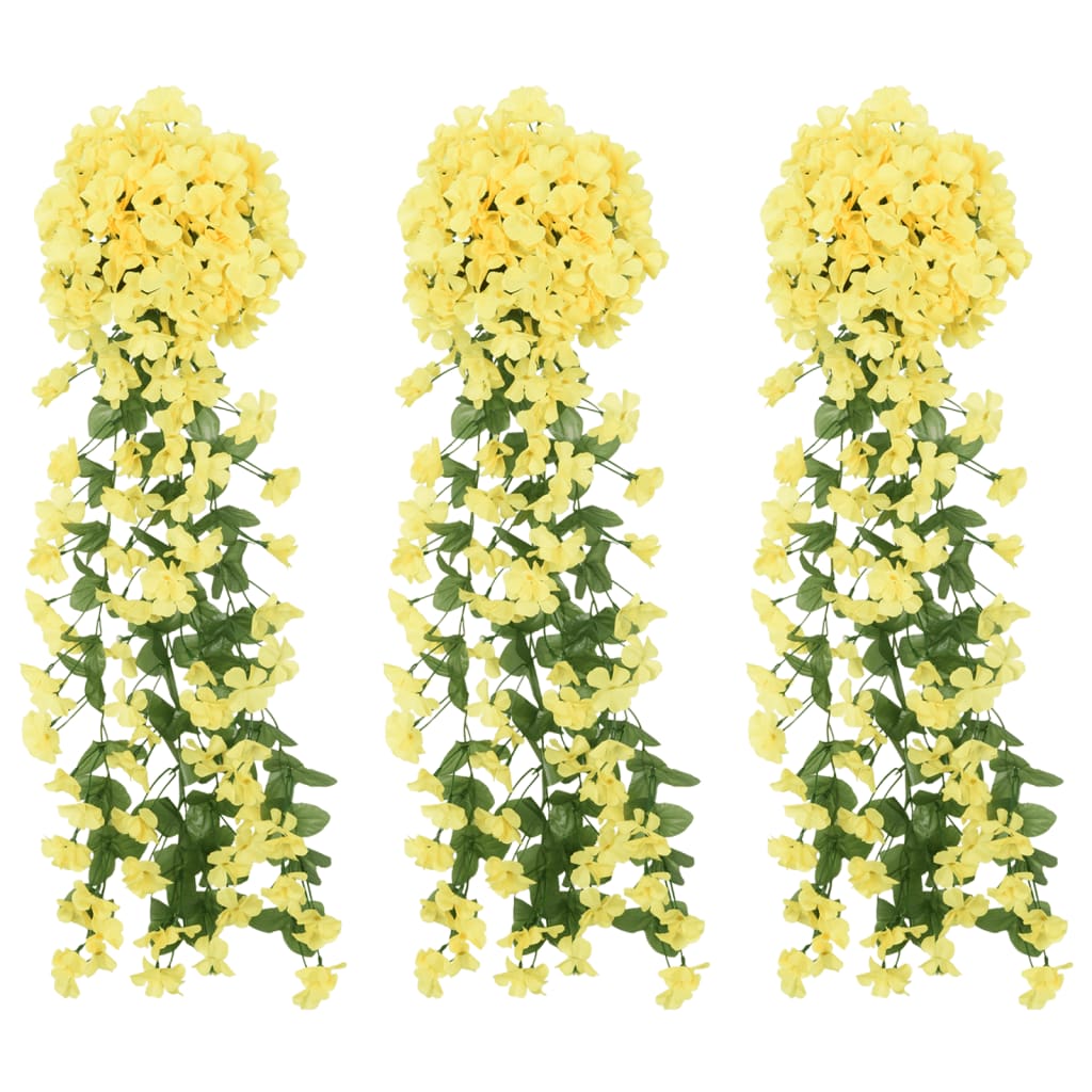 Vidaxl Guierras navideñas con flores 3 st 85 cm amarillo