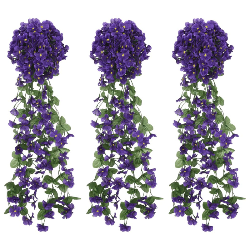 Vidaxl Garlands natalizi con fiori 3 St 85 cm Viole scuro