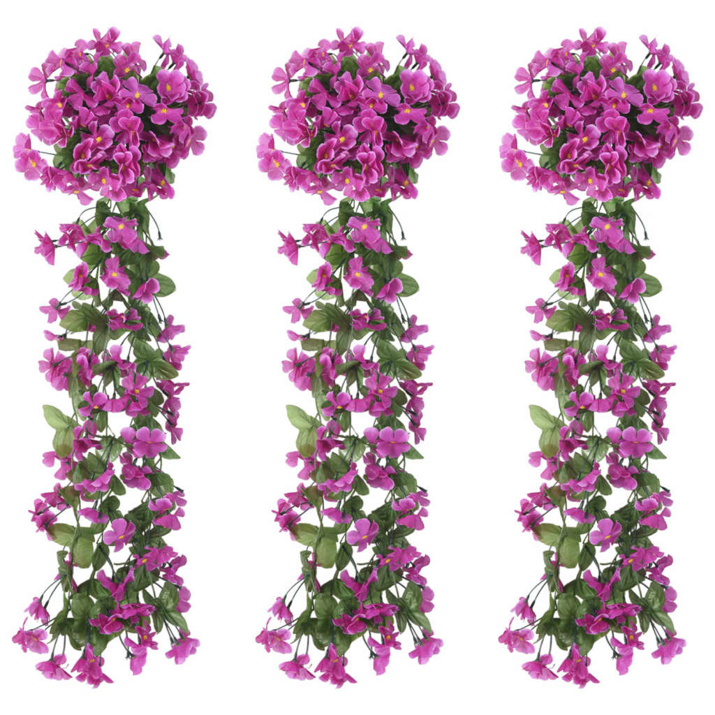 Vidaxl Garlands natalizie con fiori 3 St 85 cm Purple