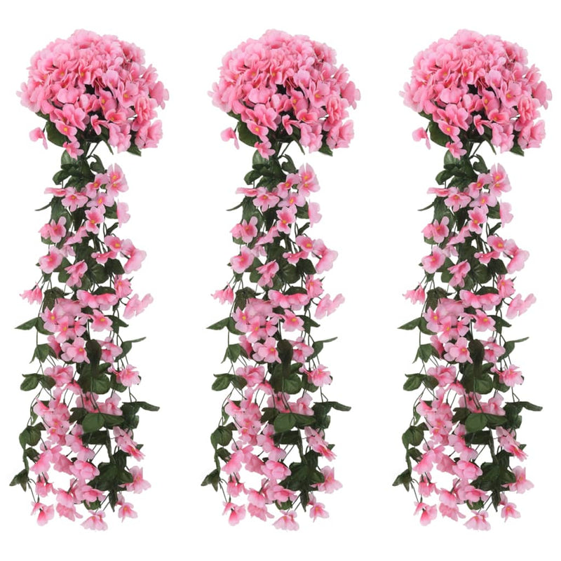 Vidaxl Guierras navideñas con flores 3 st 85 cm rosa