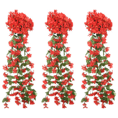 VidaXL Kerstslingers met bloemen 3 st 85 cm rood