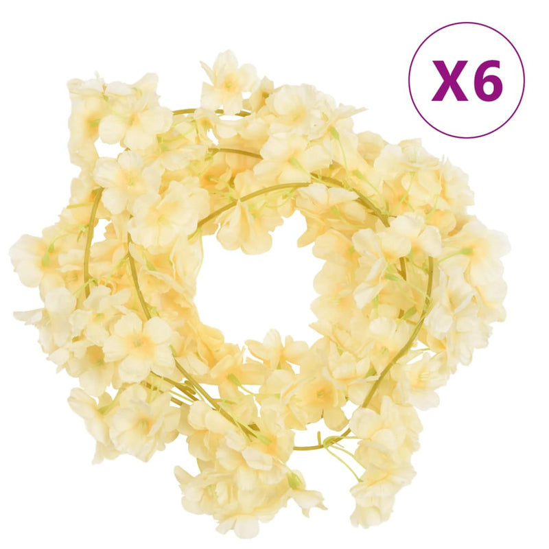Vidaxl Garlands natalizi con fiori 6 pezzi da 180 cm color champagne