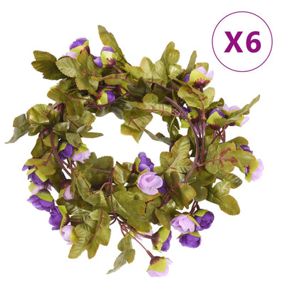 Vidaxl Guierras navideñas con flores 6 st 215 cm de color púrpura