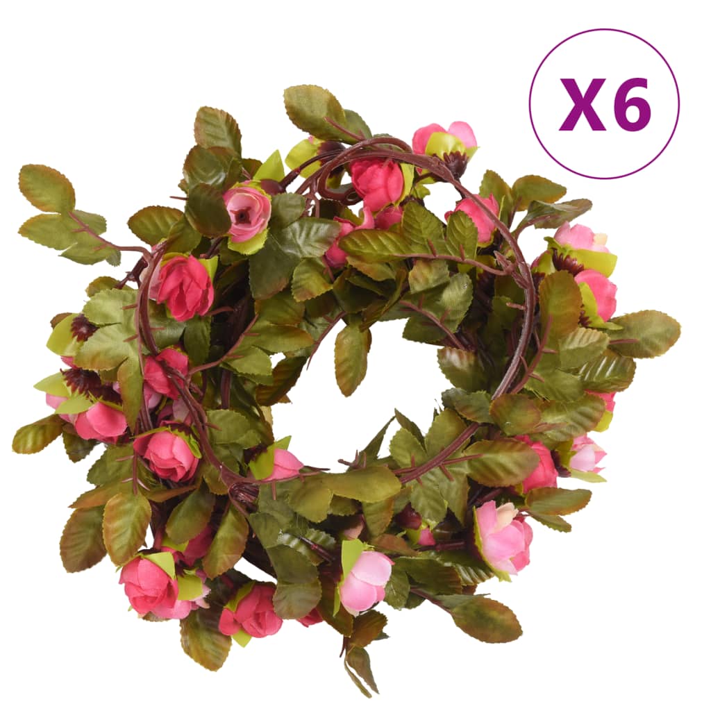 Vidaxl Garlands natalizie con fiori 6 St 215 cm rosa rosa