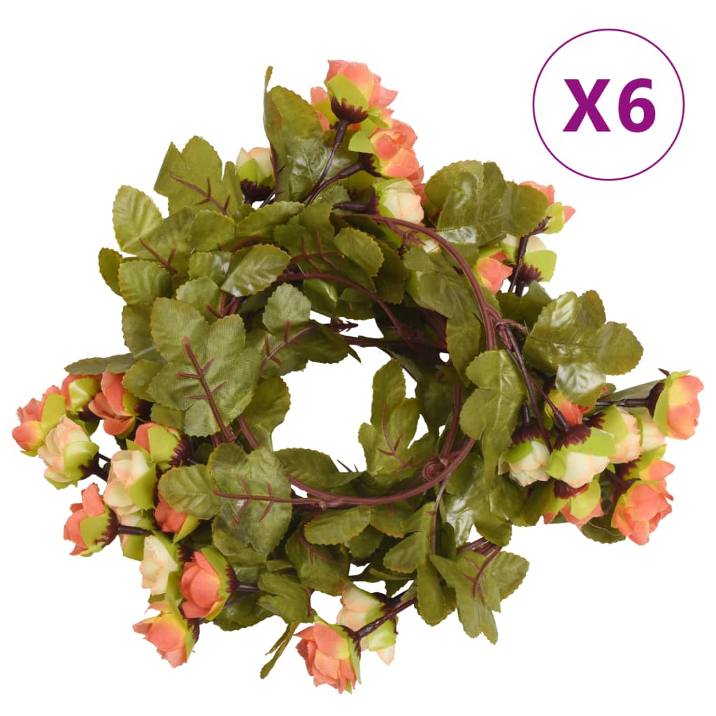 Vidaxl Garlands natalizi con fiori 6 St 215 cm Alba rosso