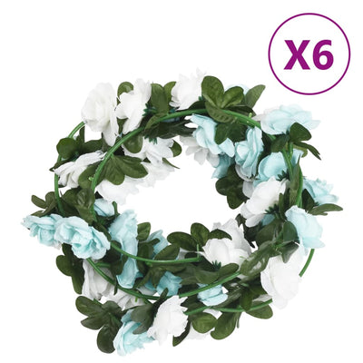 Vidaxl Garlands natalizi con fiori 6 St 240 cm blu e bianco