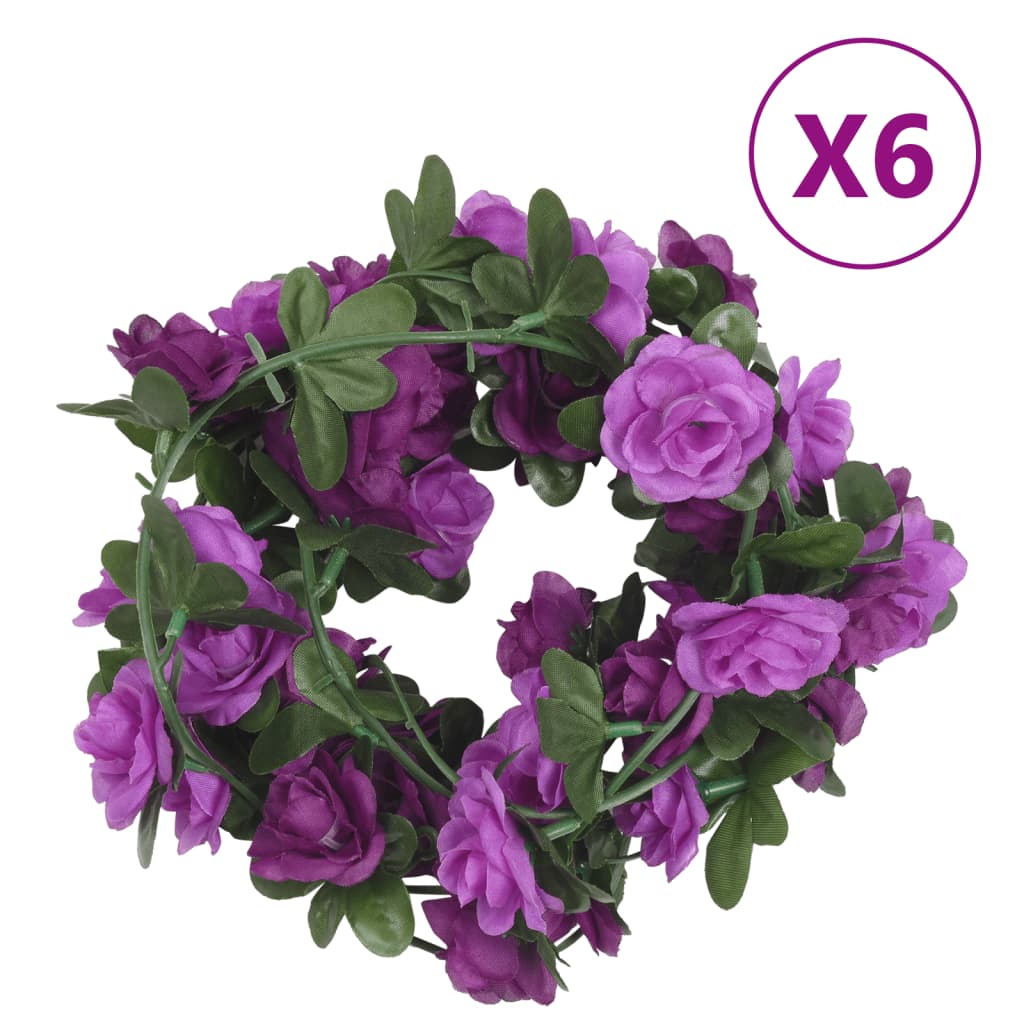 Vidaxl Guierras navideñas con flores 6 ST 240 cm Light Purple