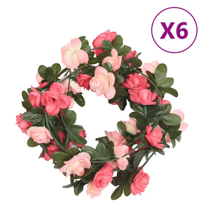 Vidaxl Garlands natalizie con fiori 6 St 240 cm rosé