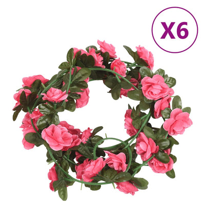 Vidaxl Garlands natalizie con fiori 6 St 240 cm rosa rosso