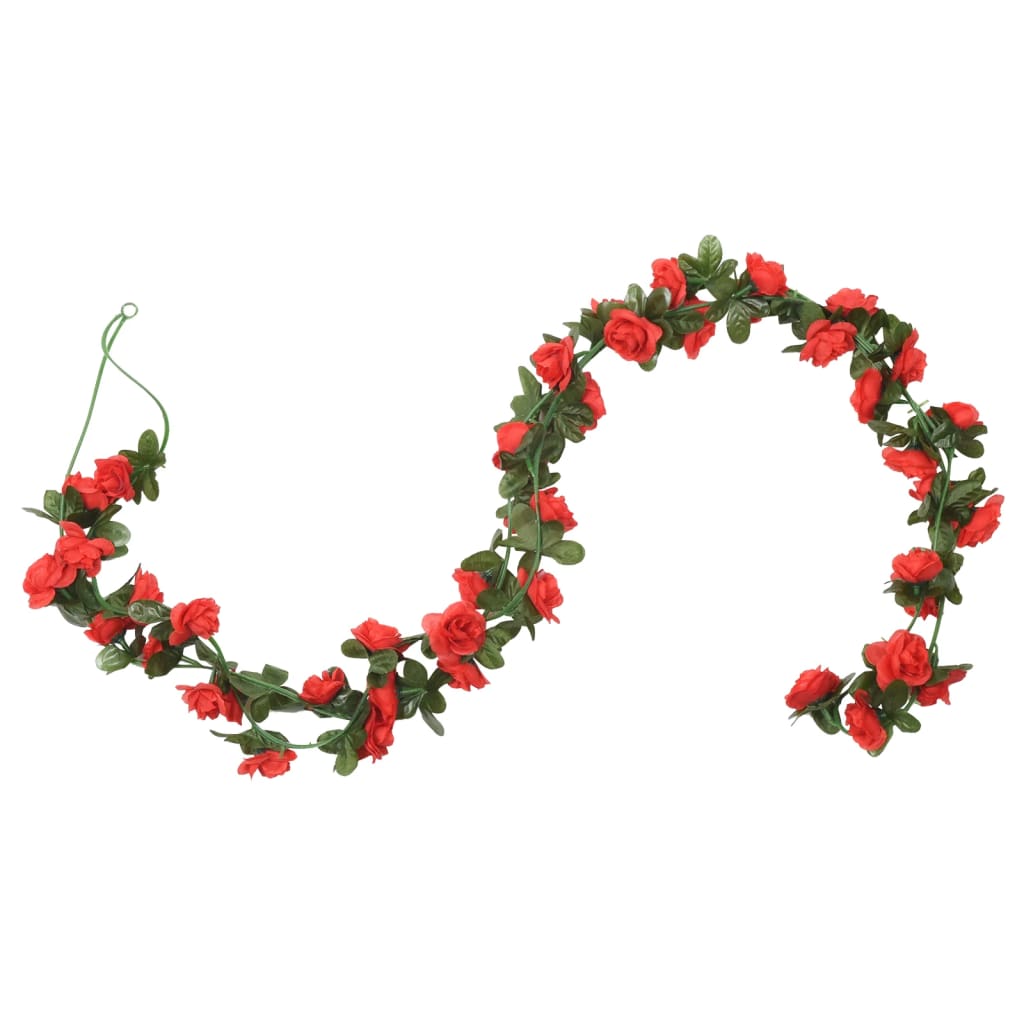 Vidaxl Guierras navideñas con flores 6 ST 240 cm rojo