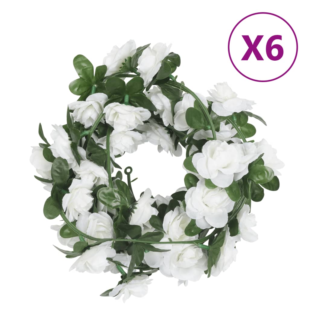 Vidaxl Garlands natalizie con fiori 6 St 240 cm Bianco