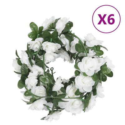 Vidaxl Garlands natalizie con fiori 6 St 240 cm Bianco