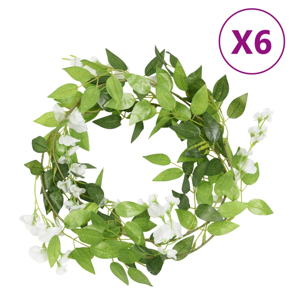 Vidaxl Garlands natalizie con fiori 6 St 200 cm bianco