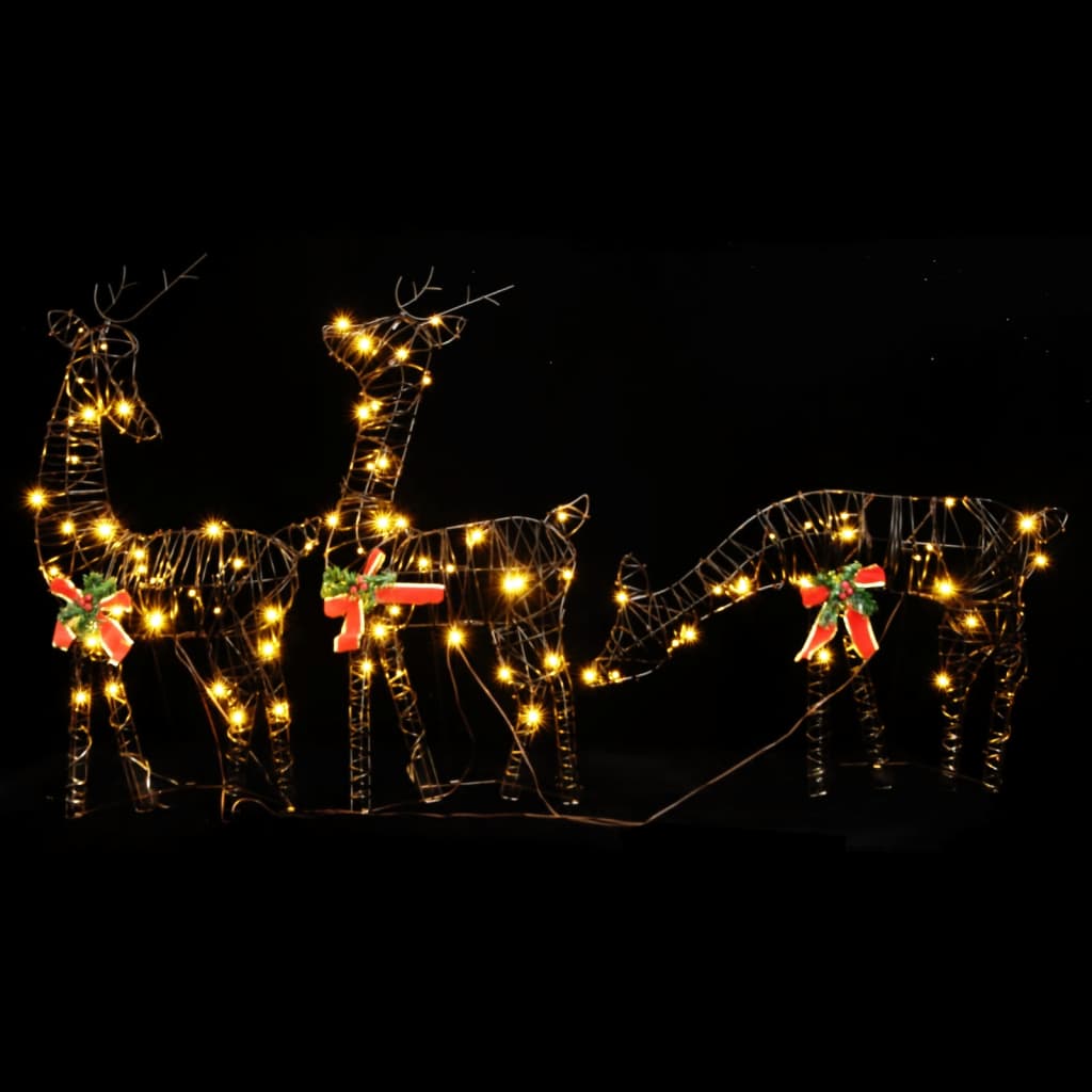 Vidaxl Decoraciones navideñas Familia Reindeer 2 St 180 Leds Rattan White White