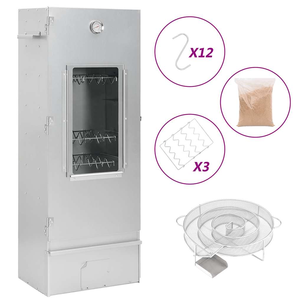 Affumicatore BBQ Vidaxl con generatore di fumo freddo in acciaio zincato