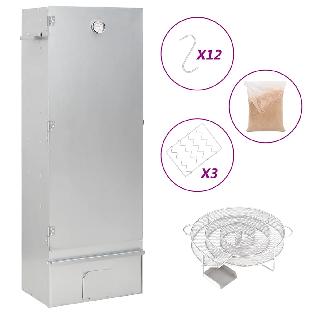 Affumicatore BBQ Vidaxl con generatore di fumo freddo in acciaio zincato