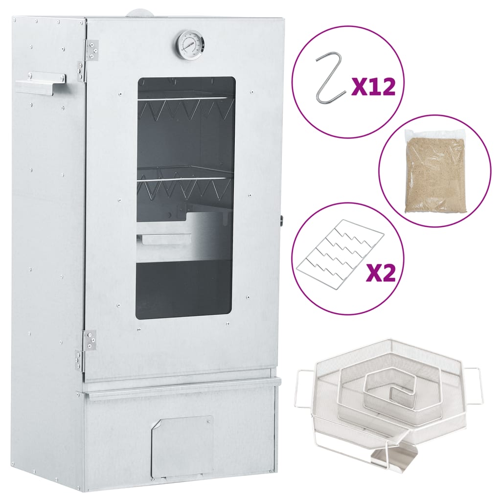 Affumicatore BBQ Vidaxl con generatore di fumo freddo in acciaio zincato