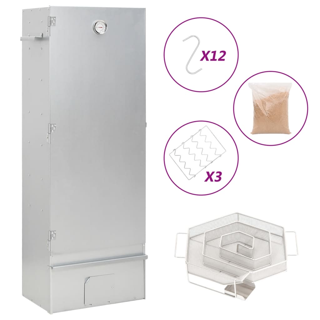 Affumicatore BBQ Vidaxl con generatore di fumo freddo in acciaio zincato