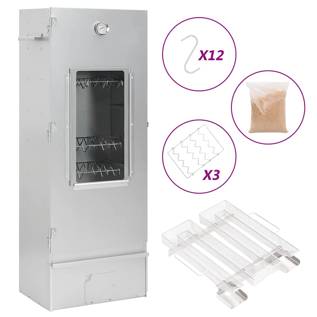 Affumicatore BBQ Vidaxl con generatore di fumo freddo in acciaio zincato