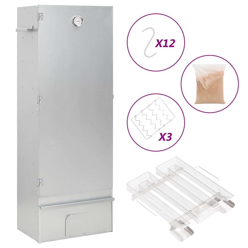 Affumicatore BBQ Vidaxl con generatore di fumo freddo in acciaio zincato