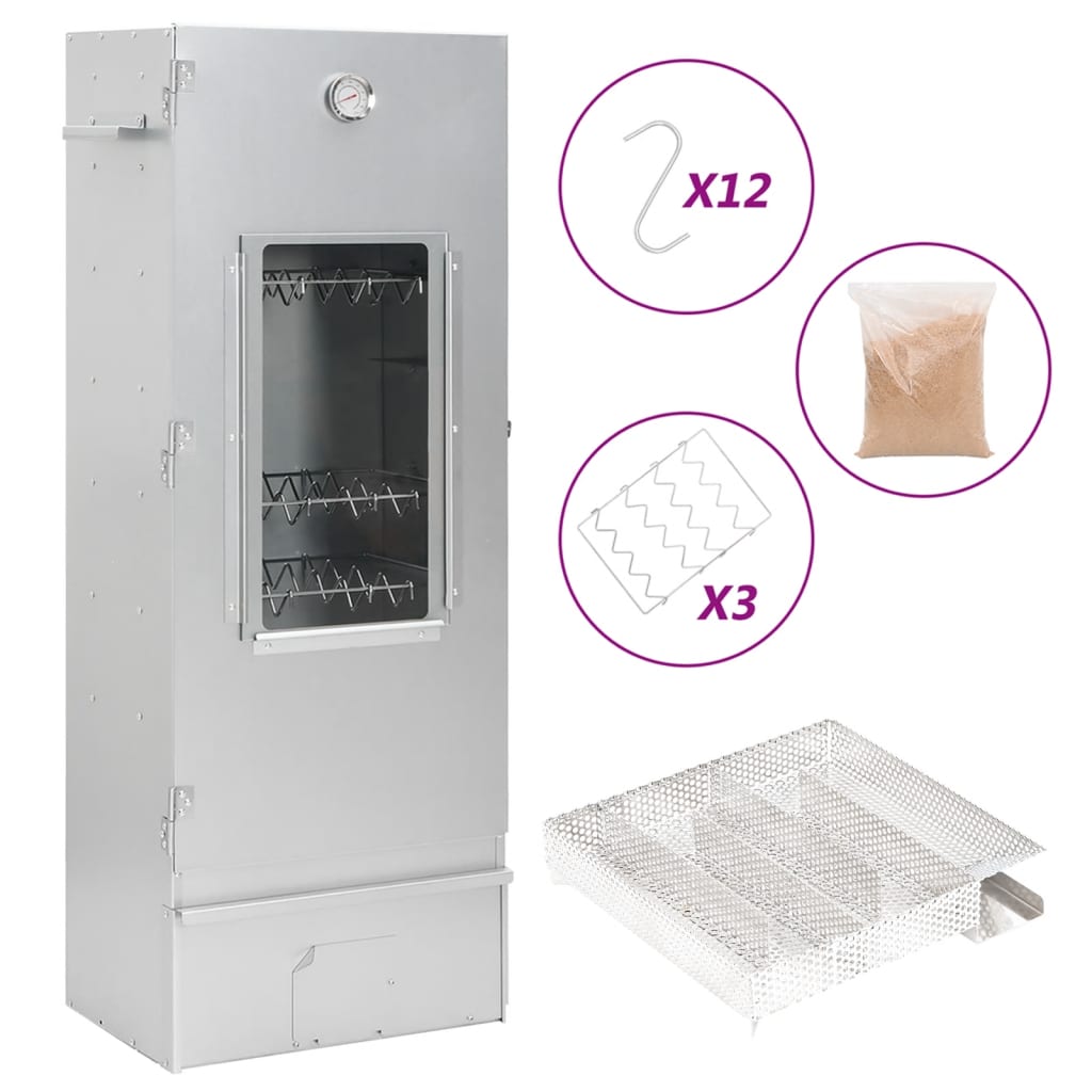 Affumicatore BBQ Vidaxl con generatore di fumo freddo in acciaio zincato