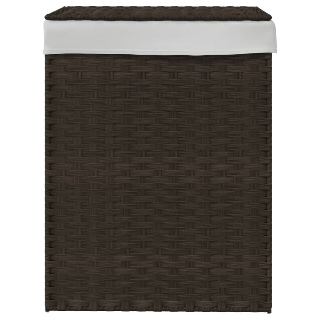 Canasta de lavandería de Vidaxl con tapa 46x33x60 cm Poly Rattan marrón oscuro